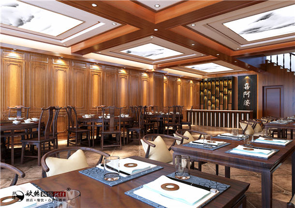 中宁喜阿婆连锁餐厅装修设计|古典元素中植入现代文化感